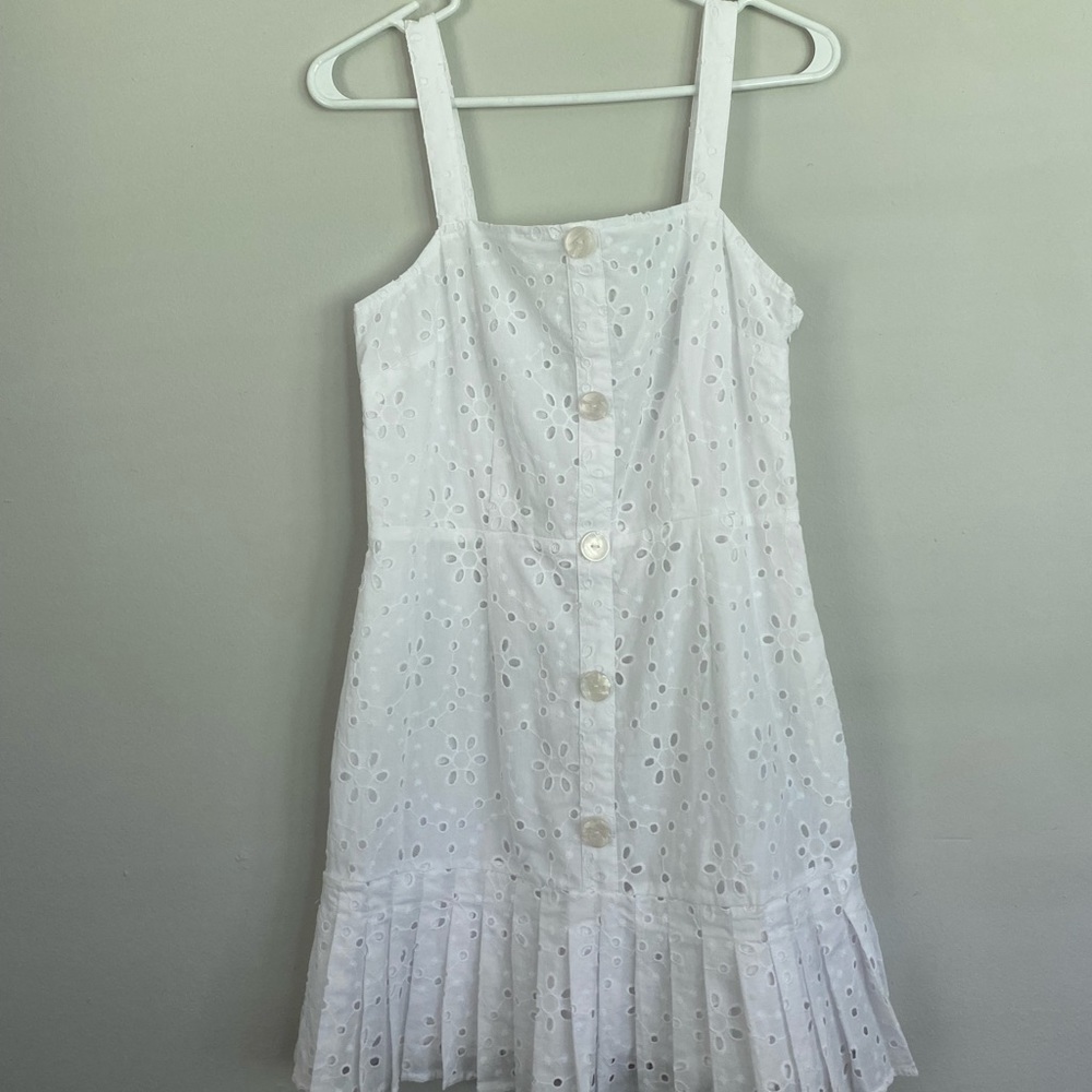 Alexis White Eyelit Pleated Dress